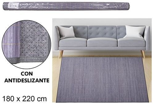Tapis bambou gris bandes 11mm bord pp 180x220cm