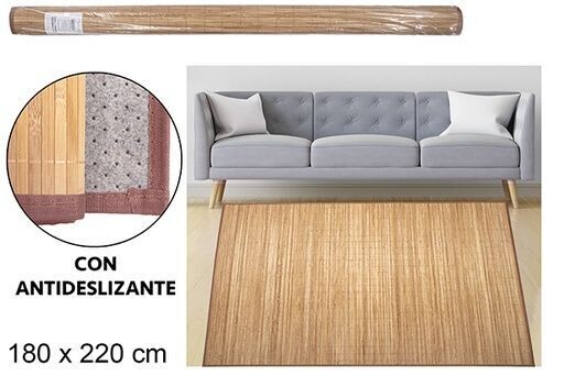 Alfombra bambú natural tiras 11mm borde pp 180x220cm