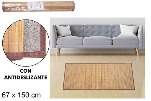 Alfombra bambú natural tiras 11m borde pp 67x150cm