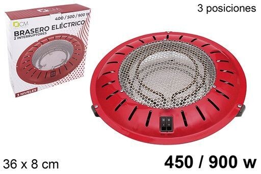Brasero eléctrico cn 2 interruptores y 3 posiciones potencia 450/900w