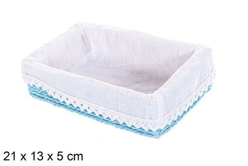 Caja MDF cuerda papel forrada con encaje color azul 21x13x5cm
