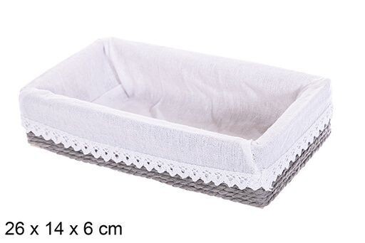 Caja MDF cuerda papel forrada con encaje color gris 26x14x6cm
