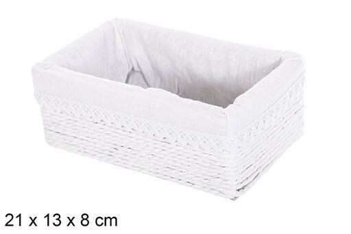 Caja MDF cuerda papel forrada con encaje color blanco 21x13x8cm