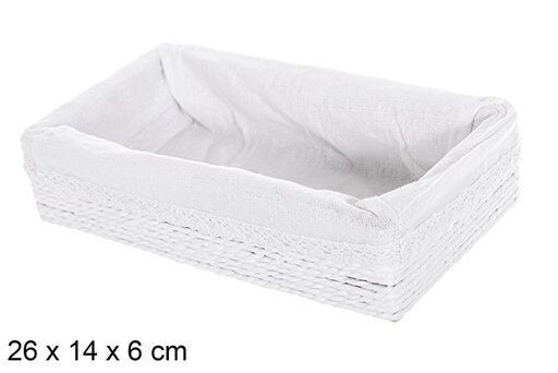 Caja MDF cuerda papel forrada con encaje color blanco 26x14x6cm