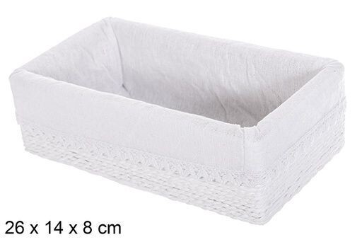Caja MDF cuerda papel forrada con encaje color blanco 26x14x8cm