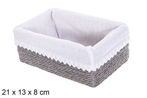 Caja MDF cuerda papel forrada con encaje color gris 21x13x5cm