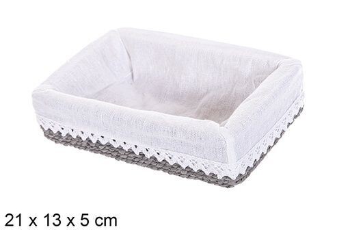 Caja MDF cuerda papel forrada con encaje color gris 21x13x5cm