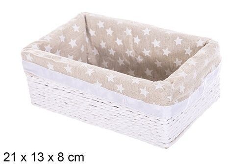 Caja MDF cuerda papel forrada estrellas color blanco 21x13x8cm