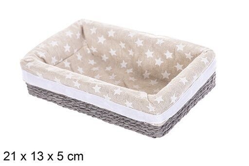Caja MDF cuerda papel forrada estrellas color gris 21x13x5cm