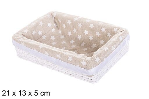 Caja MDF cuerda papel forrada estrellas color blanco 21x13x5cm