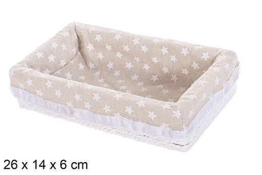 Caja MDF cuerda papel forrada estrellas color blanco 26x14x6cm