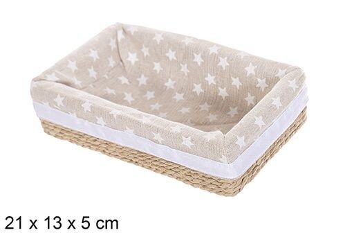 Caja MDF cuerda papel forrada estrellas color natural 21x13x5cm