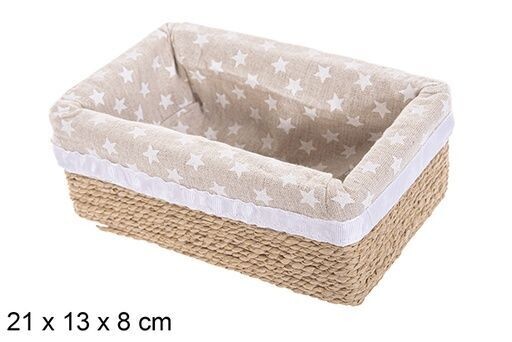 Caja MDF cuerda papel forrada estrellas color natural 21x13x8cm