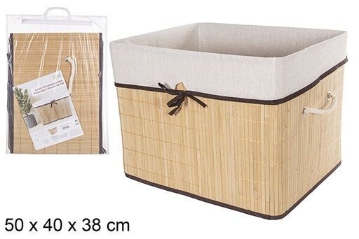 Caja organizadora bambú plegable forrada con lazo natural 50x4x38cm
