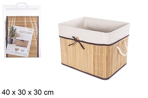 Caja organizadora bambú plegable forrada con lazo natural 40x30x30cm