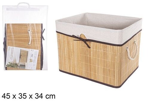 Caja organizadora bambú plegable forrada con lazo natural 45x35x34cm