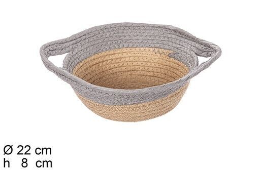 Cesta cuerda papel natural/gris con asas 22x8cm