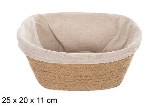 Cesta cuerda papel natural rectangular con tela 25x20cm