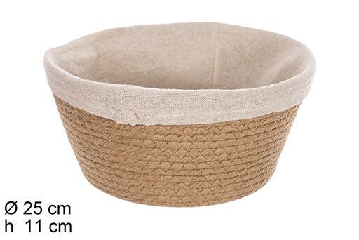 Cesta cuerda de papel natural redonda con tela D25cm