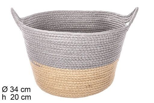 Cesta cuerda papel natural/gris con asas 34x20cm