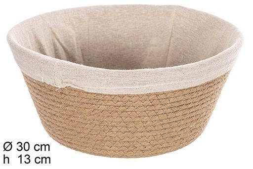 Cesta cuerda papel natural redonda con tela 30cm