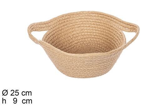 Cesta cuerda papel natural con asas 25x9cm