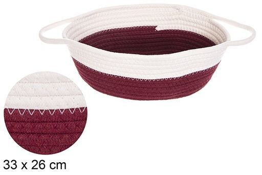 Cesta ovalada cuerda algodón con asas blanco/cobre 33x26cm