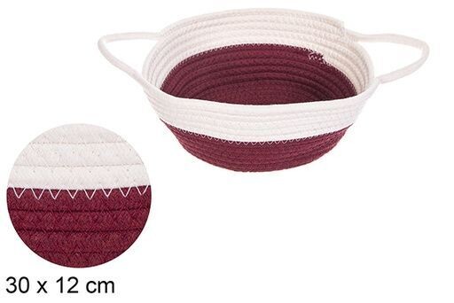 Cesta redonda cuerda algodón con asas blanco/cobre 30x12cm