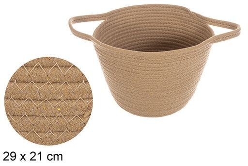 Cesta redonda cuerda algodón con asas natural 29x21cm