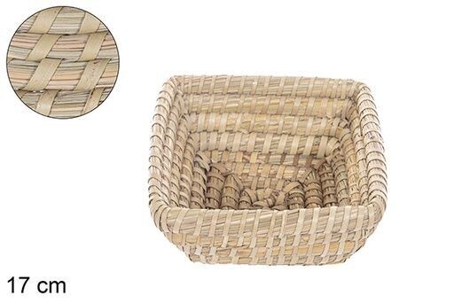 Cesta seagrass cosida palma cuadrada 17cm