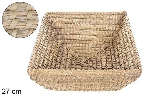 Cesta seagrass cosida palma cuadrada 27cm