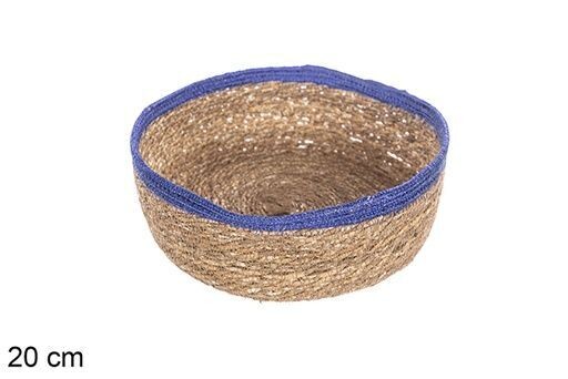 Cesta seagrass y yute azul redonda 20cm