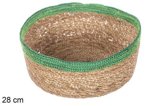 Cesta seagrass y yute verde redonda 28cm