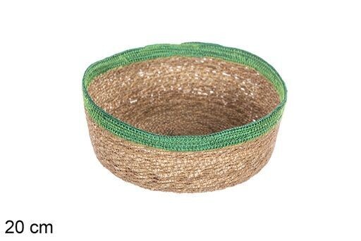 Cesta seagrass y yute verde redonda 20cm