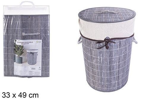 Ropero bambú plegable gris redondo con forro 33x49cm