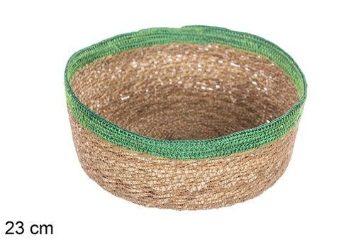 Cesta seagrass y yute verde redonda 23cm