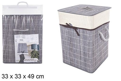 Ropero bambú plegable gris cuadrado con forro 33x49cm