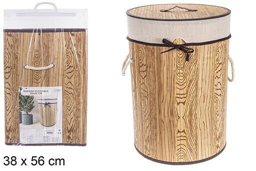 Ropero bambú plegable natural redondo con forro 38x56cm