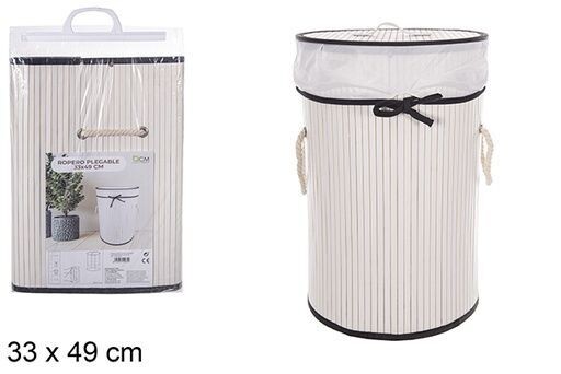 Ropero bambú plegable redondo con forro blanco 33x49cm