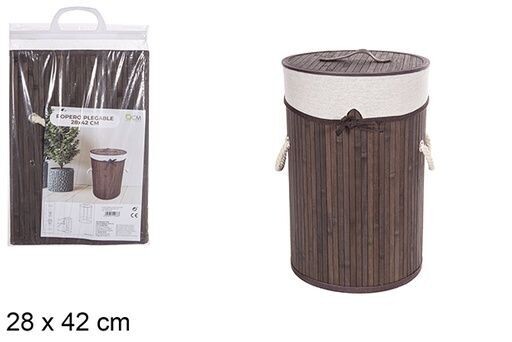 Ropero bambú plegable redondo con forro caoba 28x42cm