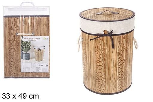 Ropero bambú plegable natural redondo con forro 33x49cm