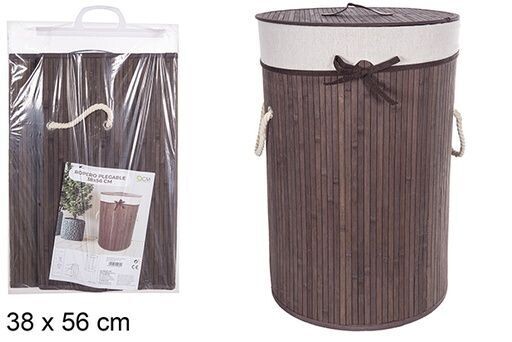 Ropero bambú plegable redondo con forro caoba 38x56cm