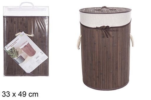 Ropero bambú plegable redondo con forro caoba 33x49cm