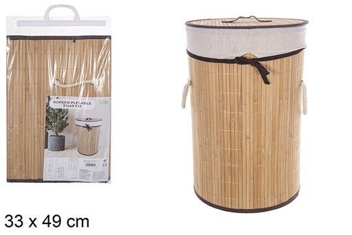 Ropero bambú plegable redondo con forro natural 33x49cm