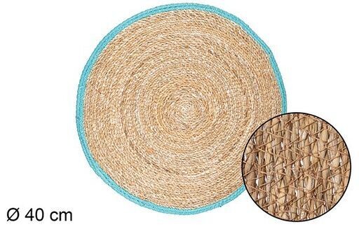 Salvamantel seagrass borde yute turquesa 40cm