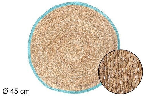 Salvamantel seagrass borde yute turquesa 45cm