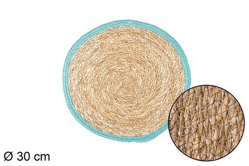 Salvamantel seagrass borde yute turquesa 30cm