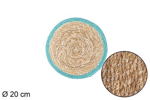 Salvamantel seagrass borde yute turquesa 20cm