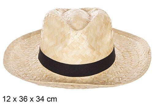 Sombrero paja classic blanco con cinta negra