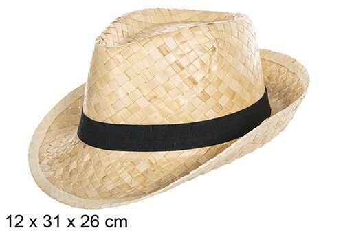 Sombrero paja borsalino blanco con cinta negra